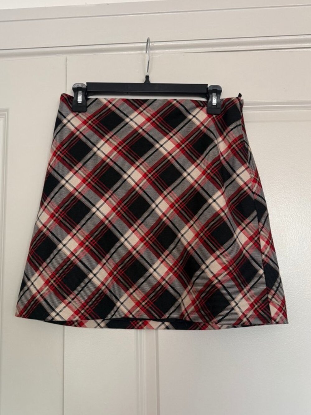 H&M Red Black Plaid Tartan Mini Skirt Y2K Preppy School Girl Size 8 A-Line
